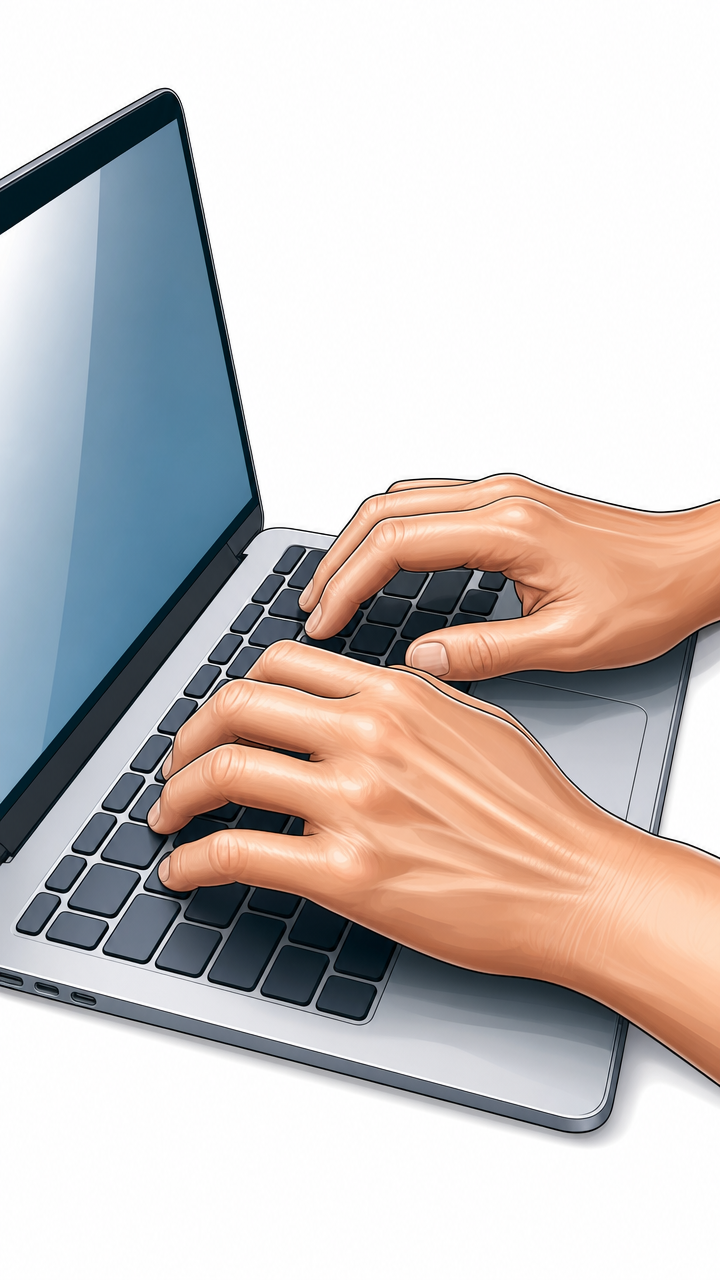 Illustration d'une personne tapant sur un clavier d'ordinateur